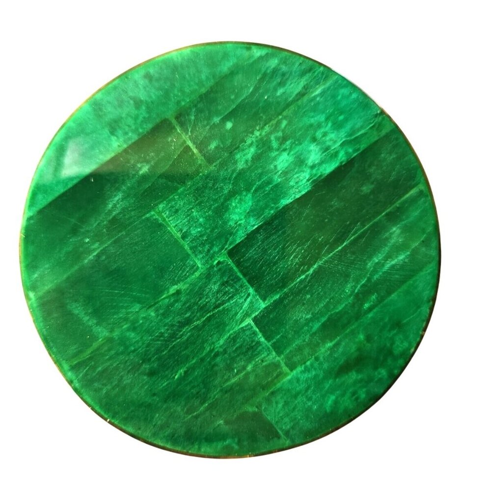 Set Of 10 Green resin & Cork Round Coasters marbled pattern barware drinkware